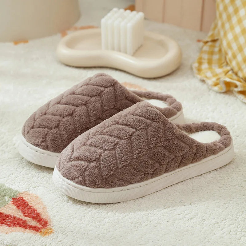 2025 New Winter Slippers - Plush Fleece-Lined House Slides with Thick Non-Slip Sole