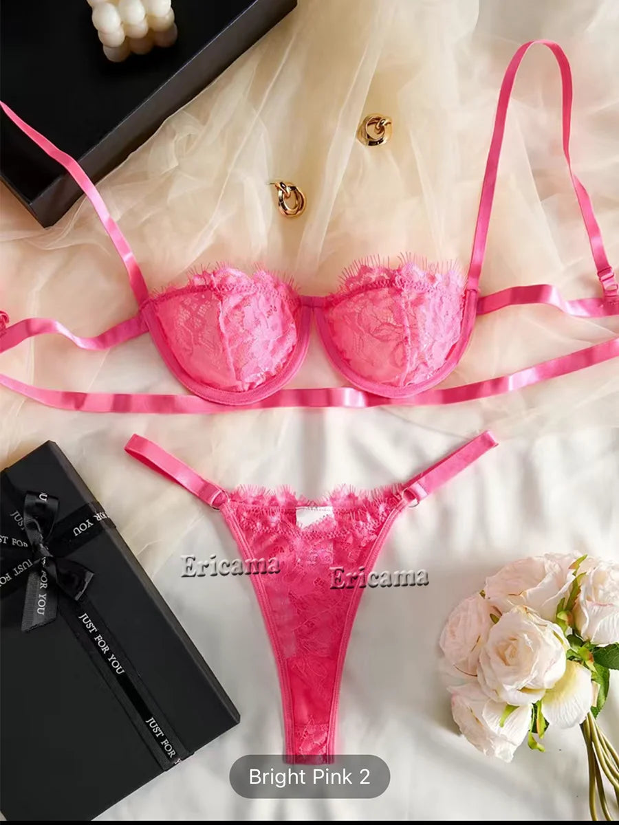 Lingerie Set Women Sexy 2 Piece Floral Embroidery Underwear Bra set