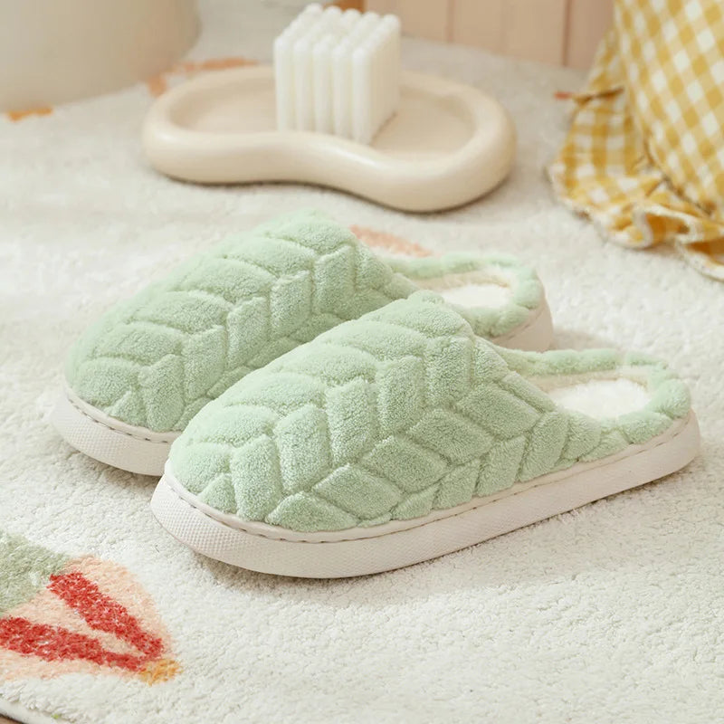 2025 New Winter Slippers - Plush Fleece-Lined House Slides with Thick Non-Slip Sole