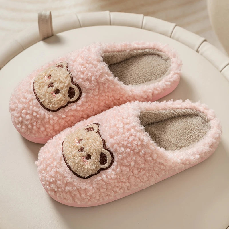 Warm Cartoon Bear Lovely Indoor Soft Sole Non-slip Dormitory Causal Home Plush Slippers