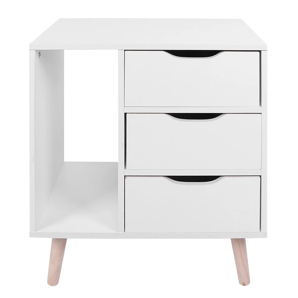 Drawer Bedside Table Standing Bedroom Night Stand Cabinet with Foot Storage Organizer