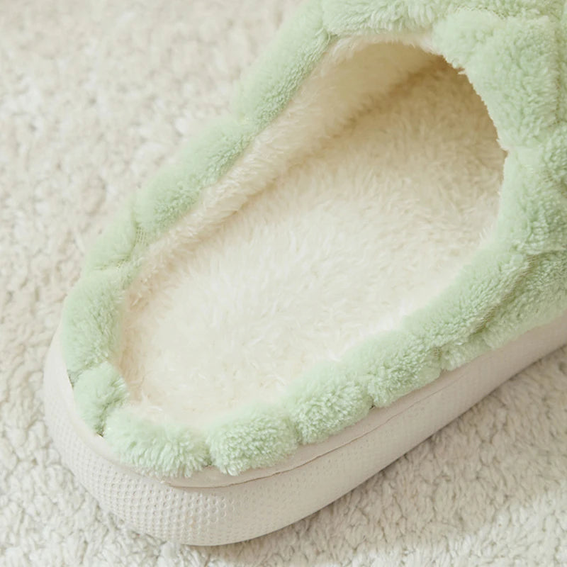 2025 New Winter Slippers - Plush Fleece-Lined House Slides with Thick Non-Slip Sole