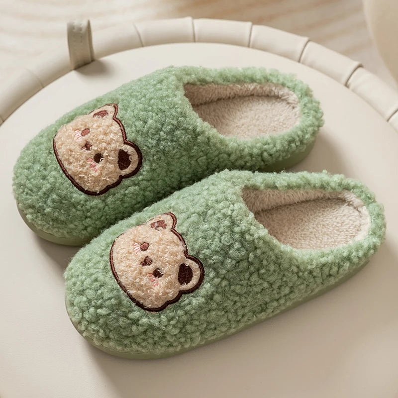 Warm Cartoon Bear Lovely Indoor Soft Sole Non-slip Dormitory Causal Home Plush Slippers