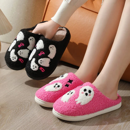 Halloween Cute Cartoon Fall Slippers for Couples Soft Plush Warm Non Slip Material