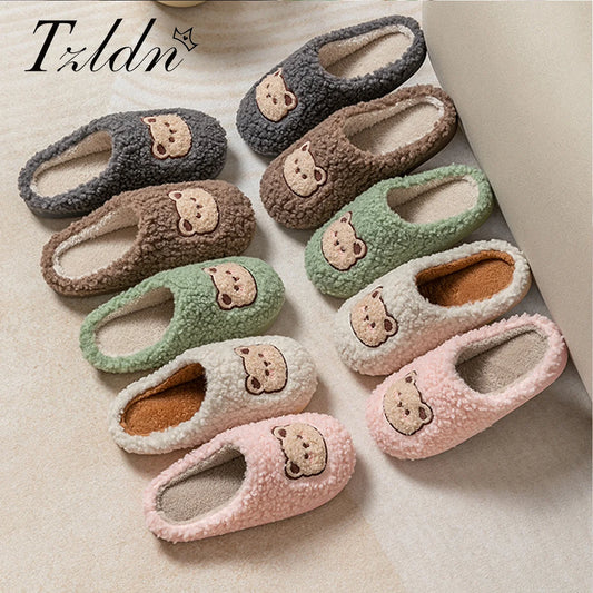 Warm Cartoon Bear Lovely Indoor Soft Sole Non-slip Dormitory Causal Home Plush Slippers