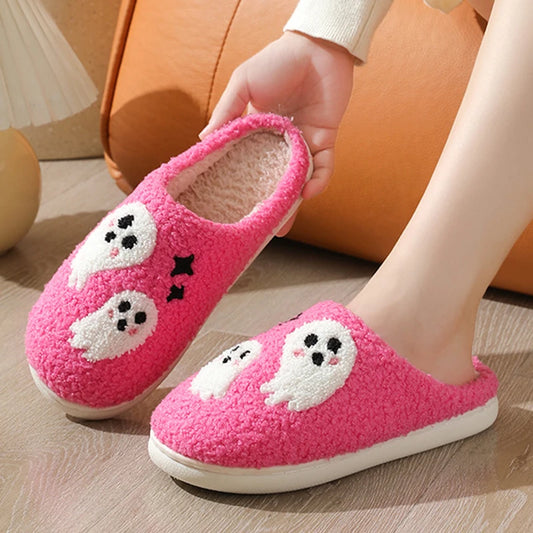 Halloween Cute Cartoon Fall Slippers for Couples Soft Plush Warm Non Slip Material