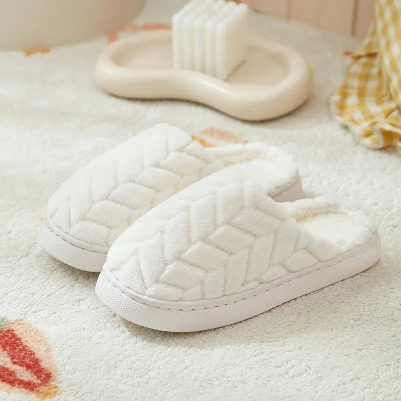 2025 New Winter Slippers - Plush Fleece-Lined House Slides with Thick Non-Slip Sole