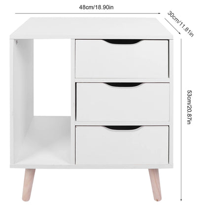 Drawer Bedside Table  Standing Bedroom Night Stand Cabinet with Foot Storage Organizer