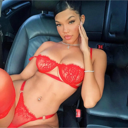Sexy Transparent Lace Bra Women Lingerie Set
