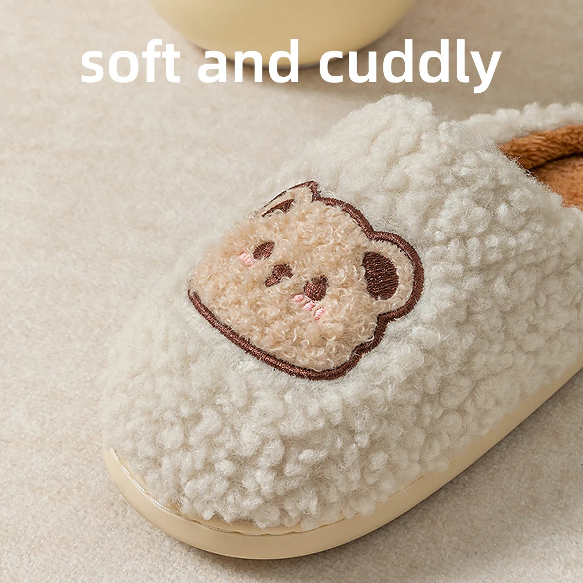 Warm Cartoon Bear Lovely Indoor Soft Sole Non-slip Dormitory Causal Home Plush Slippers