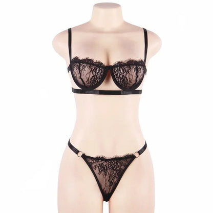 Sexy Transparent Lace Bra Women Lingerie Set