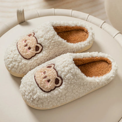 Warm Cartoon Bear Lovely Indoor Soft Sole Non-slip Dormitory Causal Home Plush Slippers