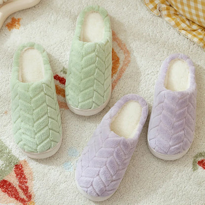 2025 New Winter Slippers - Plush Fleece-Lined House Slides with Thick Non-Slip Sole