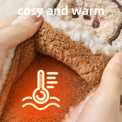Warm Cartoon Bear Lovely Indoor Soft Sole Non-slip Dormitory Causal Home Plush Slippers