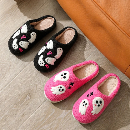 Halloween Cute Cartoon Fall Slippers for Couples Soft Plush Warm Non Slip Material
