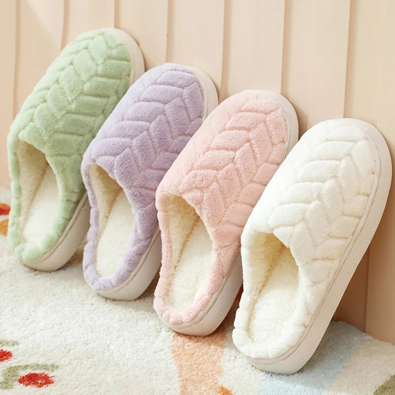 2025 New Winter Slippers - Plush Fleece-Lined House Slides with Thick Non-Slip Sole