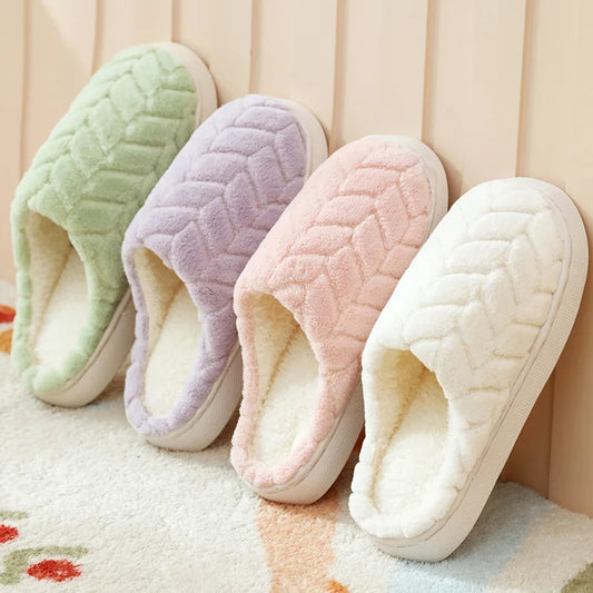 2025 New Winter Slippers - Plush Fleece-Lined House Slides with Thick Non-Slip Sole